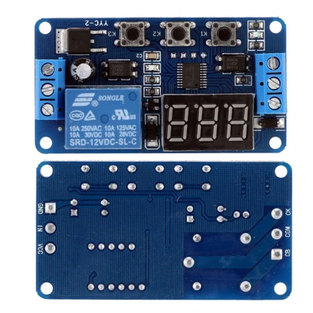 DC 12V LED Digital Delay Timer Relay Module( With 3 buttons )