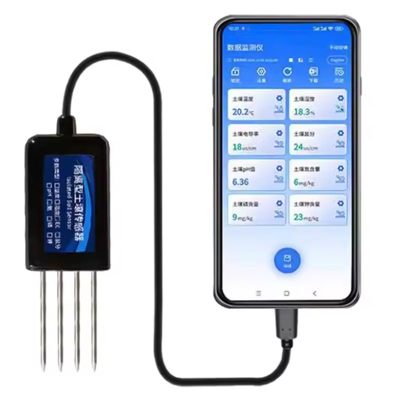 Temperature Moisture EC/PH/NPK Soil Tester Portable Type-C 8 in 1 Sensor.
